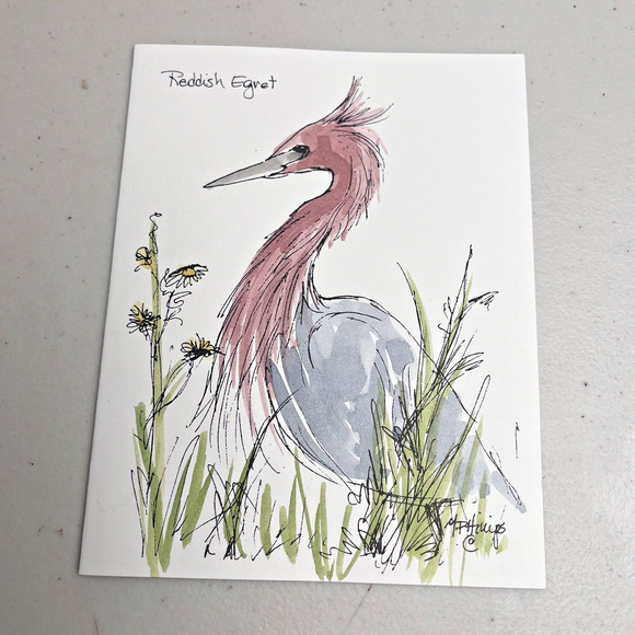 Hand painted Greeting Cards Shore Birds Cards Ink & Watercolor Signed 9 Blank - Picture 7 of 16